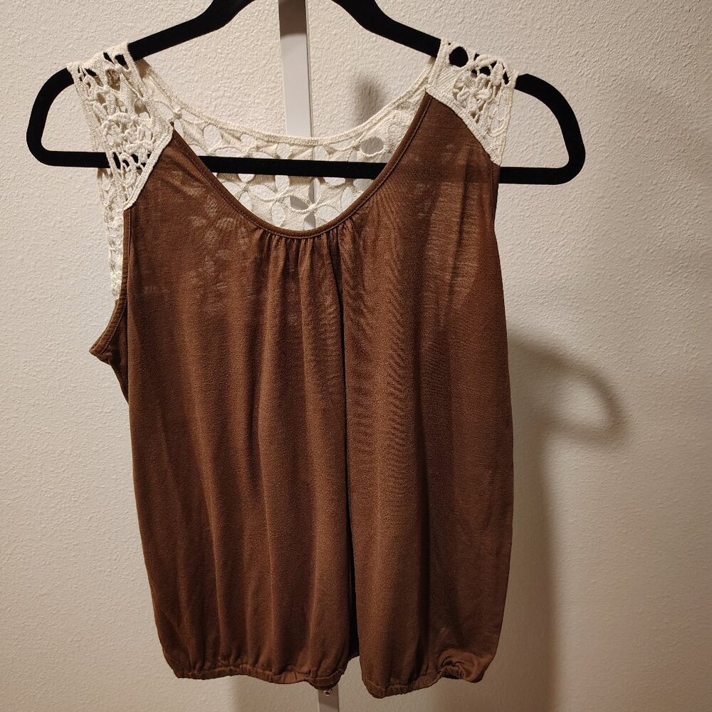 Mudd Junior's Brown Tank Top Size XL Crochet Lace
